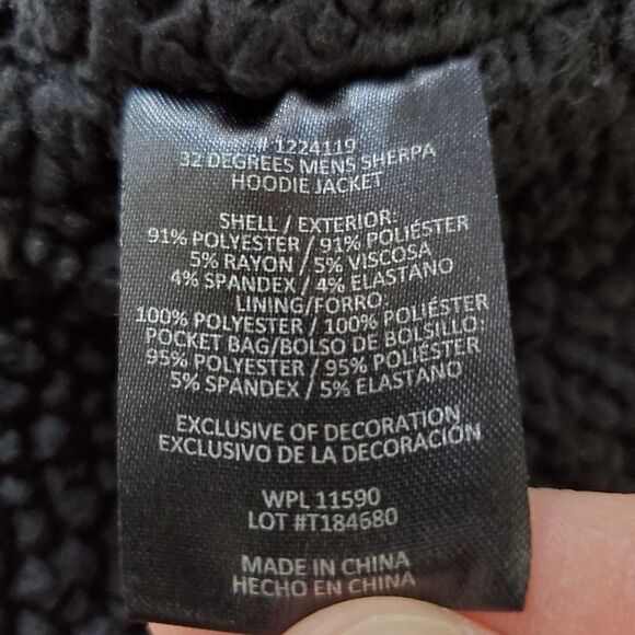 💥32 DEGREES💥  Men's Fleece Tech Sherpa Lined Zip-Front Hoodie - [Large, Black] - Picture 12 of 13